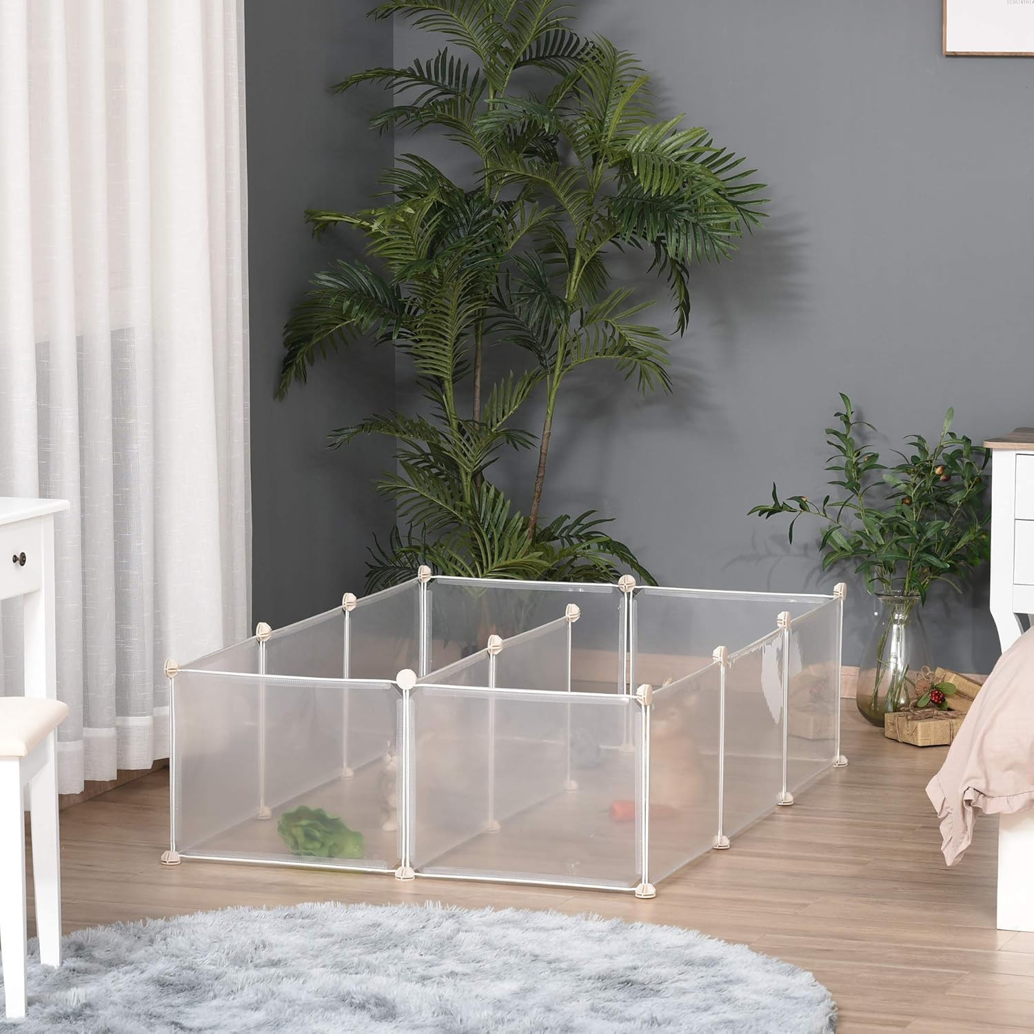 Transparent DIY Plastic Pet Playpen – 12 Panels (45 cm Height)