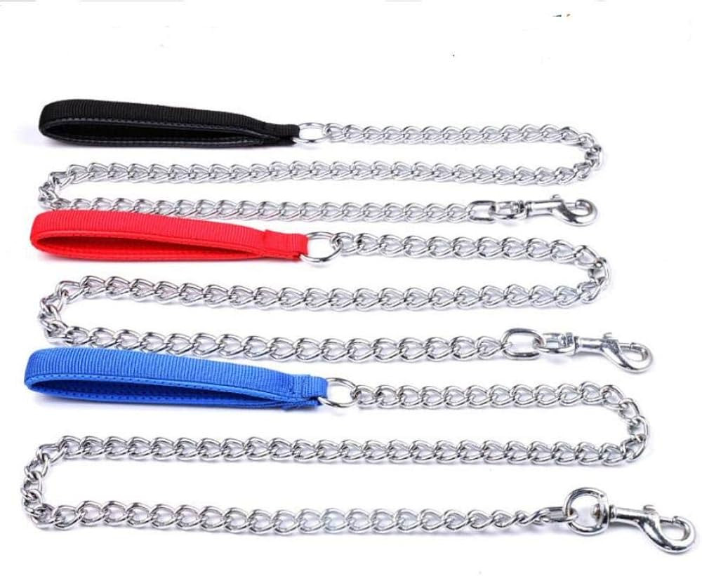 Durable Metal Dog Chain Leash with Fabric Handle