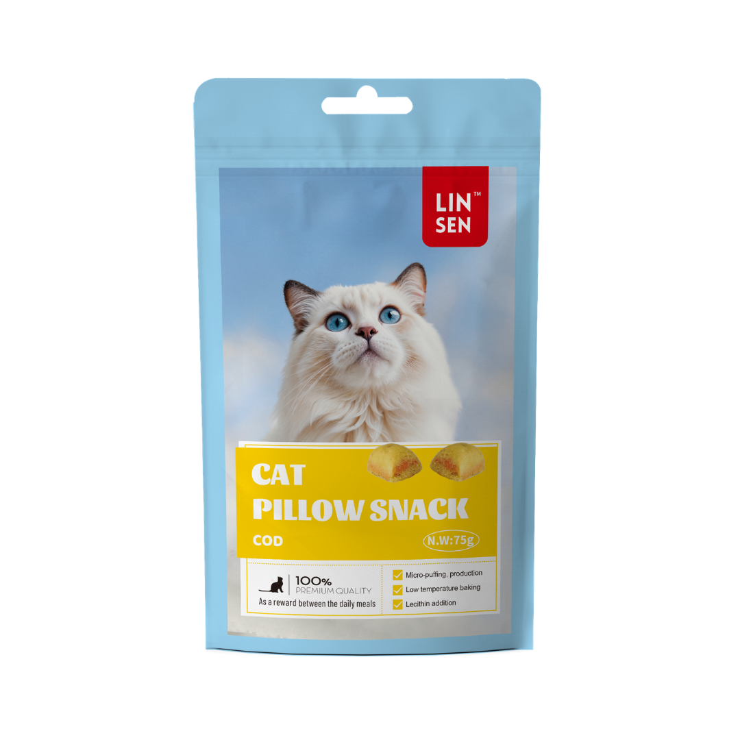 Linsen Cat Pillow Snack Cod with Salmon Filling