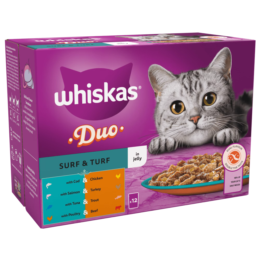 Whiskas Duo Surf & Turf In Jelly 1+ Adult Wet Cat Food Pouch