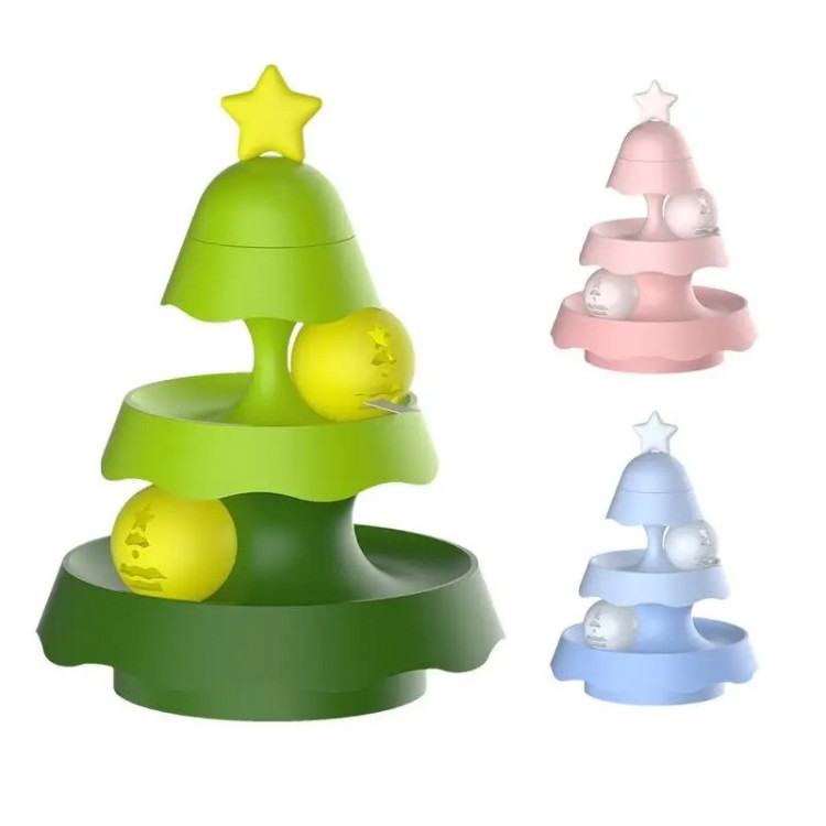 Christmas Tree Cat Track Toy with Bells & Catnip