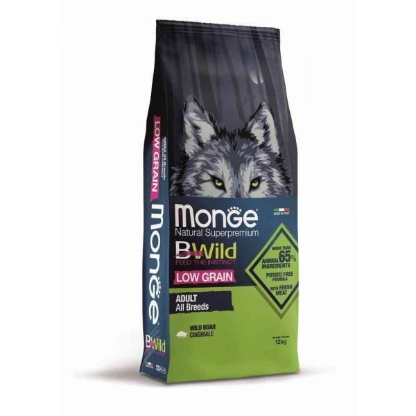 Monge Bwild Low Grain All Breeds Adult Dog Wild Boar – 12 kg