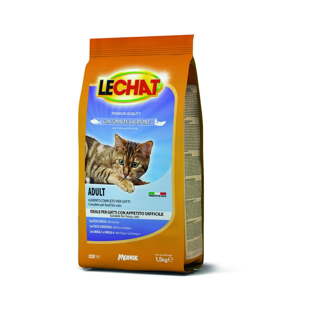 LeChat Adult Kibbles with Tuna and Salmon – 1.5 kg