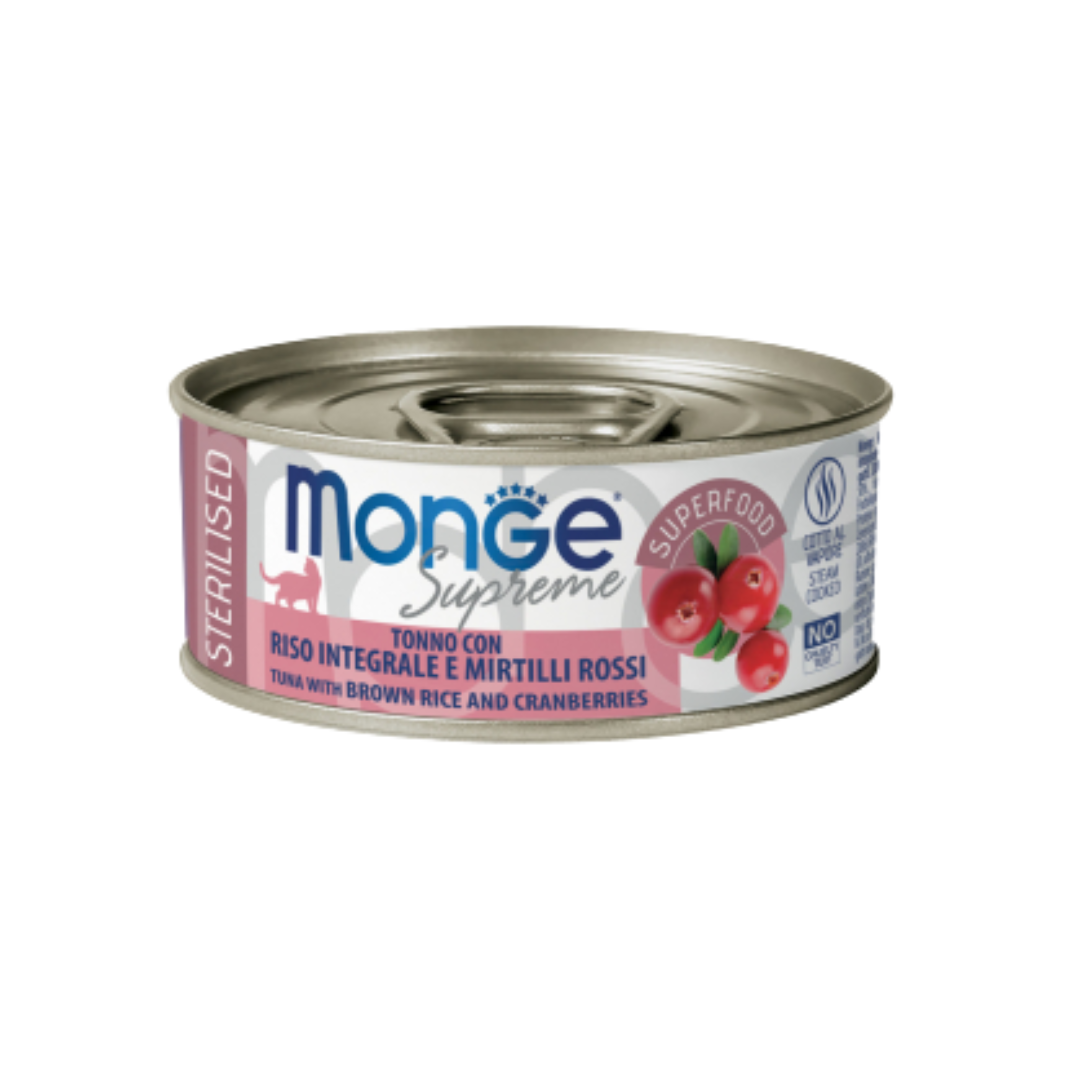Monge Supreme Sterilised Cat Tuna Flakes with Brown Rice and Cranberries