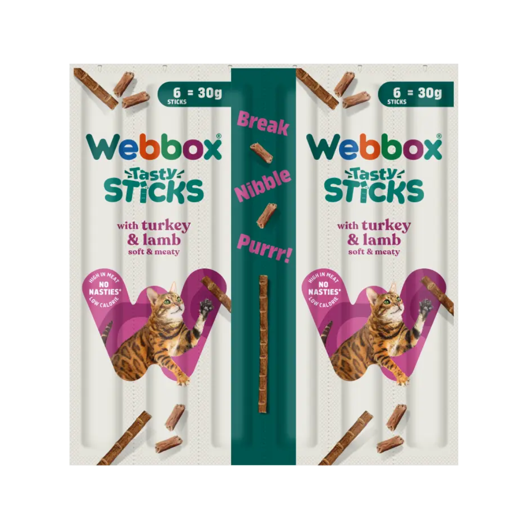 Webbox Tasty Sticks Turkey & Lamb Cat Treats  – 6 Sticks (30 g)