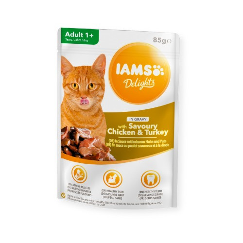 IAMS Delights Cat Food with Savoury Chicken & Turkey in Gravy
