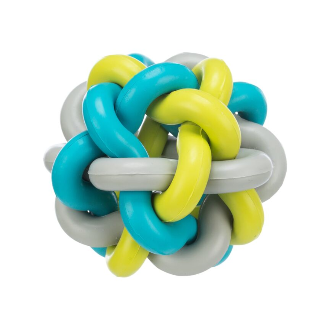 Triexi Knotted ball, natural rubber, ø 7 cm, multi coloured
