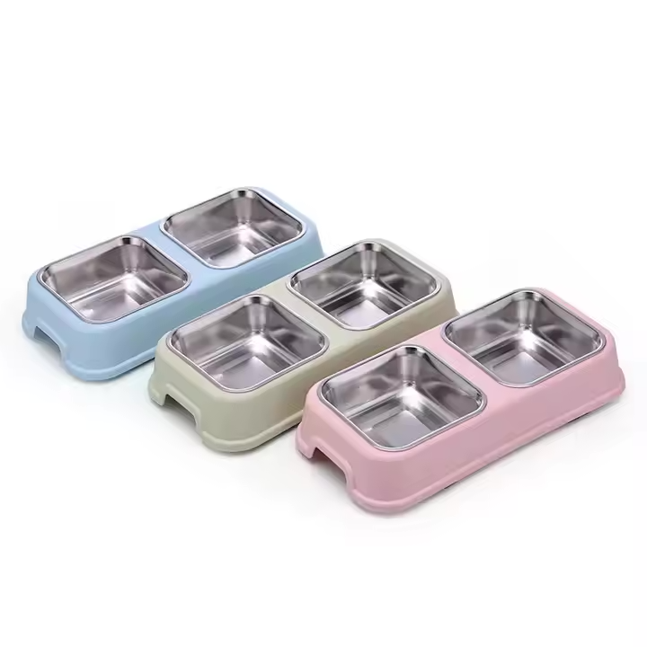 Double Pet Feeding Bowls
