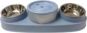 Round Automatic Water Dispenser Cat Bowl Set with Dual Stainless Steel Bowls