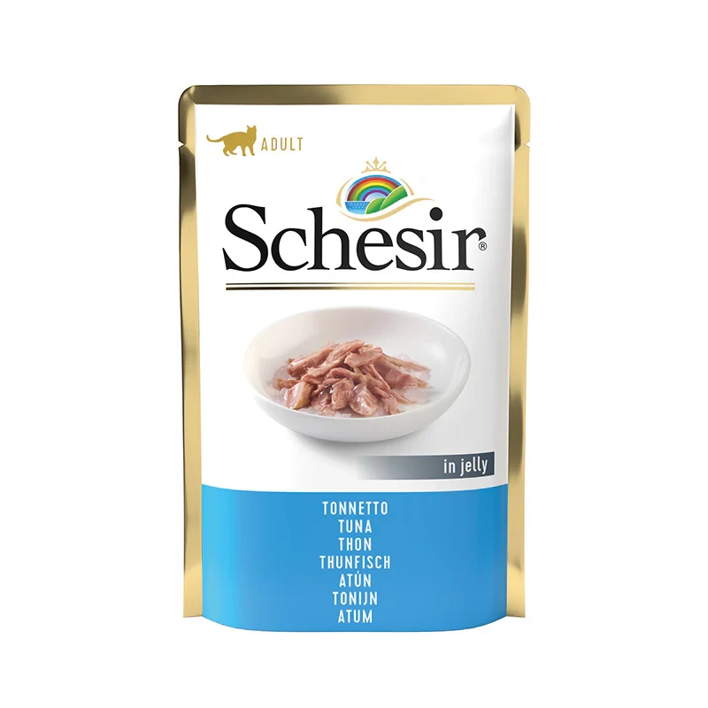 Schesir Tuna in Jelly 85g Pouch – Complementary Wet Food for Adult Cats