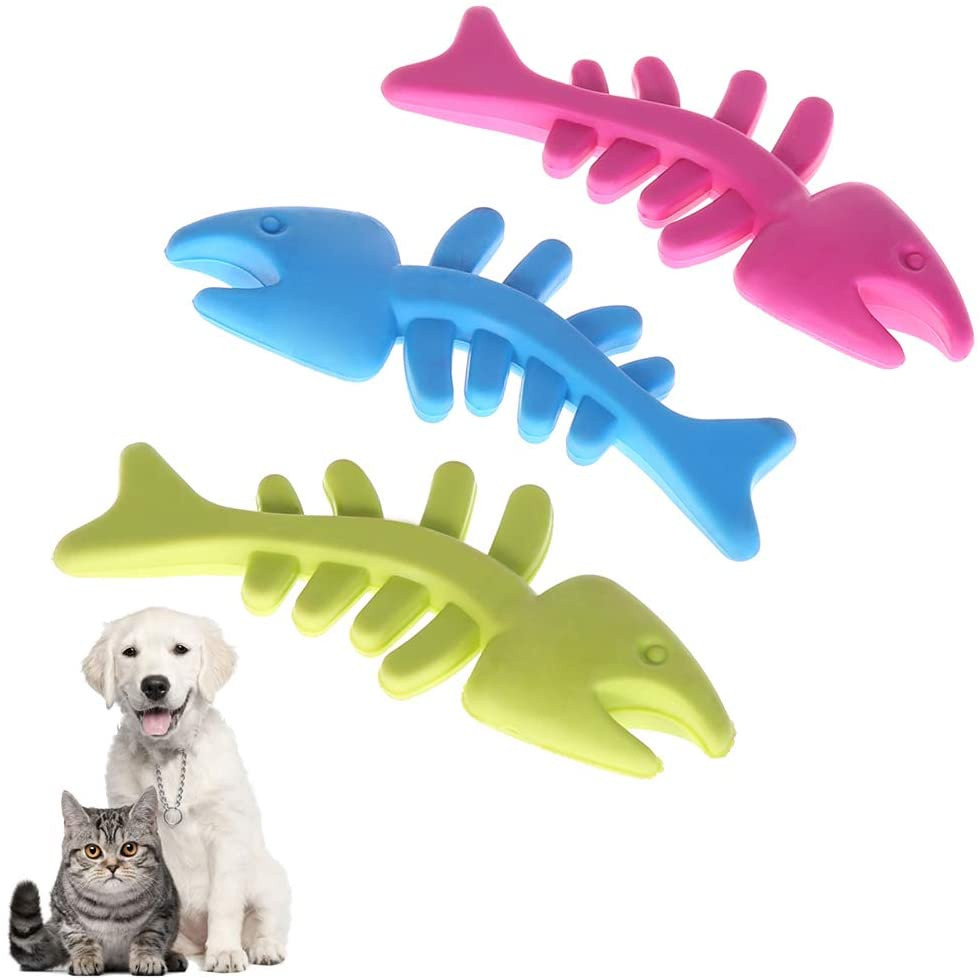 Fish Bone Chew Toy – Rubber Dental & Interactive Play for Cats and Dogs