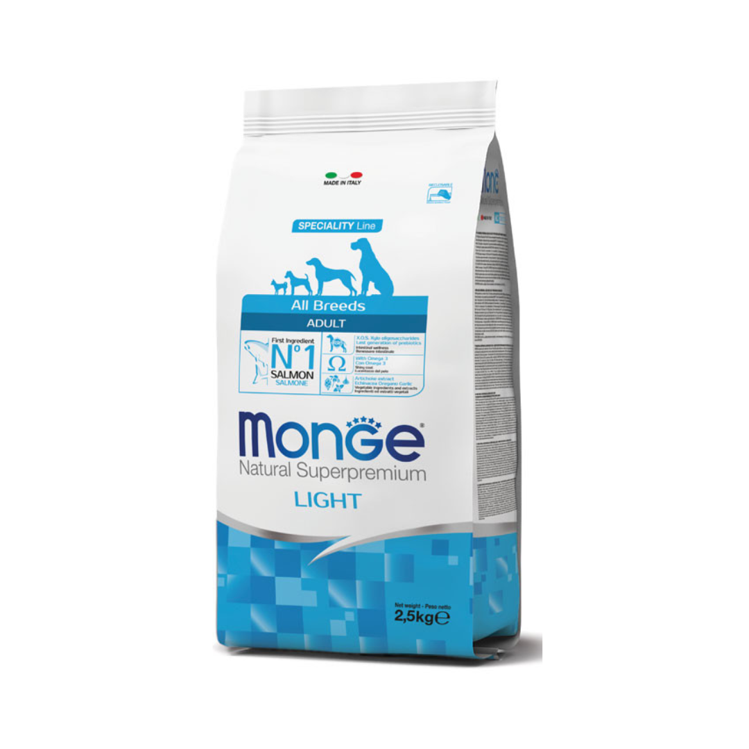 Monge Natural Superpremium All Breeds Adult Light – Salmon with Rice – 2.5 kg