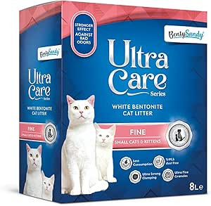 BentySandy Ultra Care Series – White Bentonite Cat Litter Fine (8L, Spring Scent)