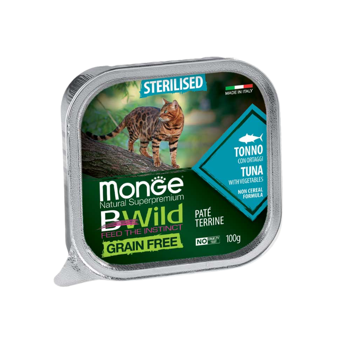 Monge Natural Super Premium Bwild Grain Free Formula Sterilised Cat Paté Terrine Tuna with Vegetables