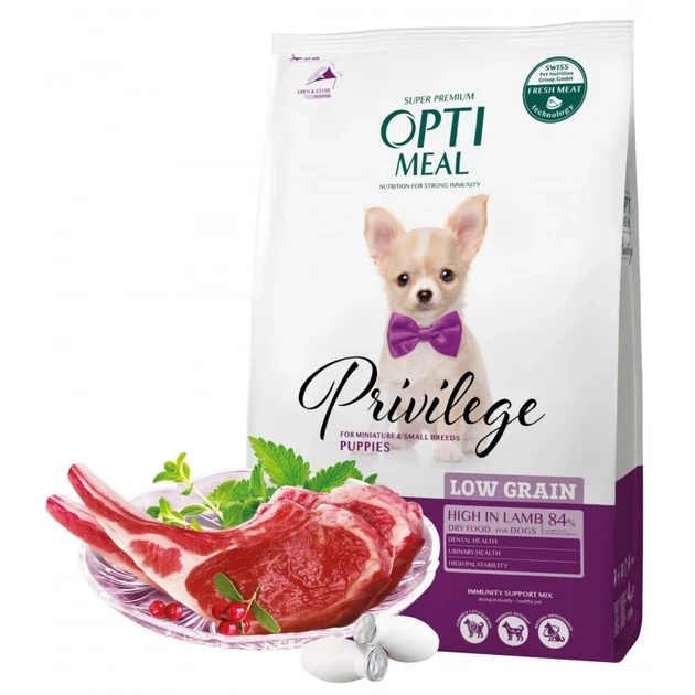 Optimeal Privilege Low-Grain Dry Food For Puppies Of Small Breeds - Lamb