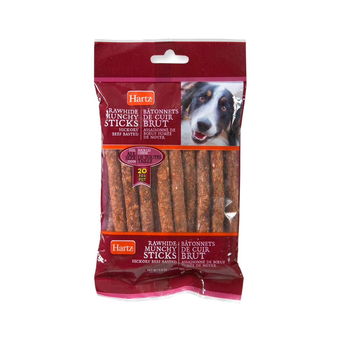 Hartz Rawhide Munchy Sticks – Hickory Beef Basted (20 Pack)