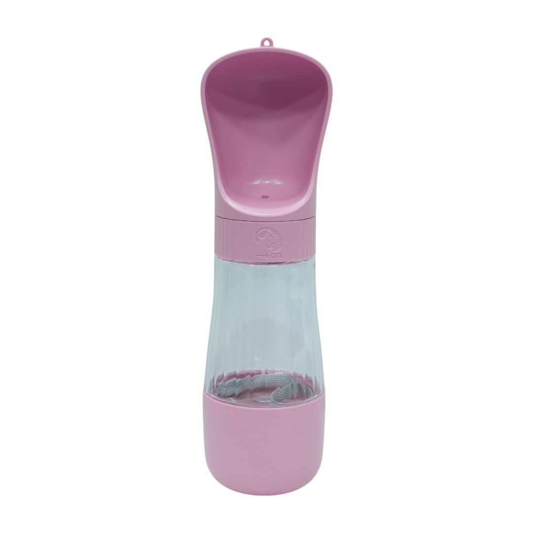 Pink Portable Pet Water Bottle with Scoop Cap