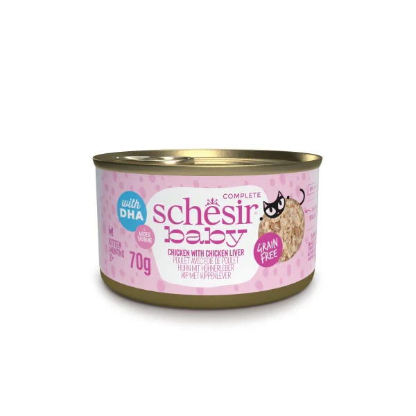 Schesir Baby – Chicken with Chicken Liver in Broth – 70g Can