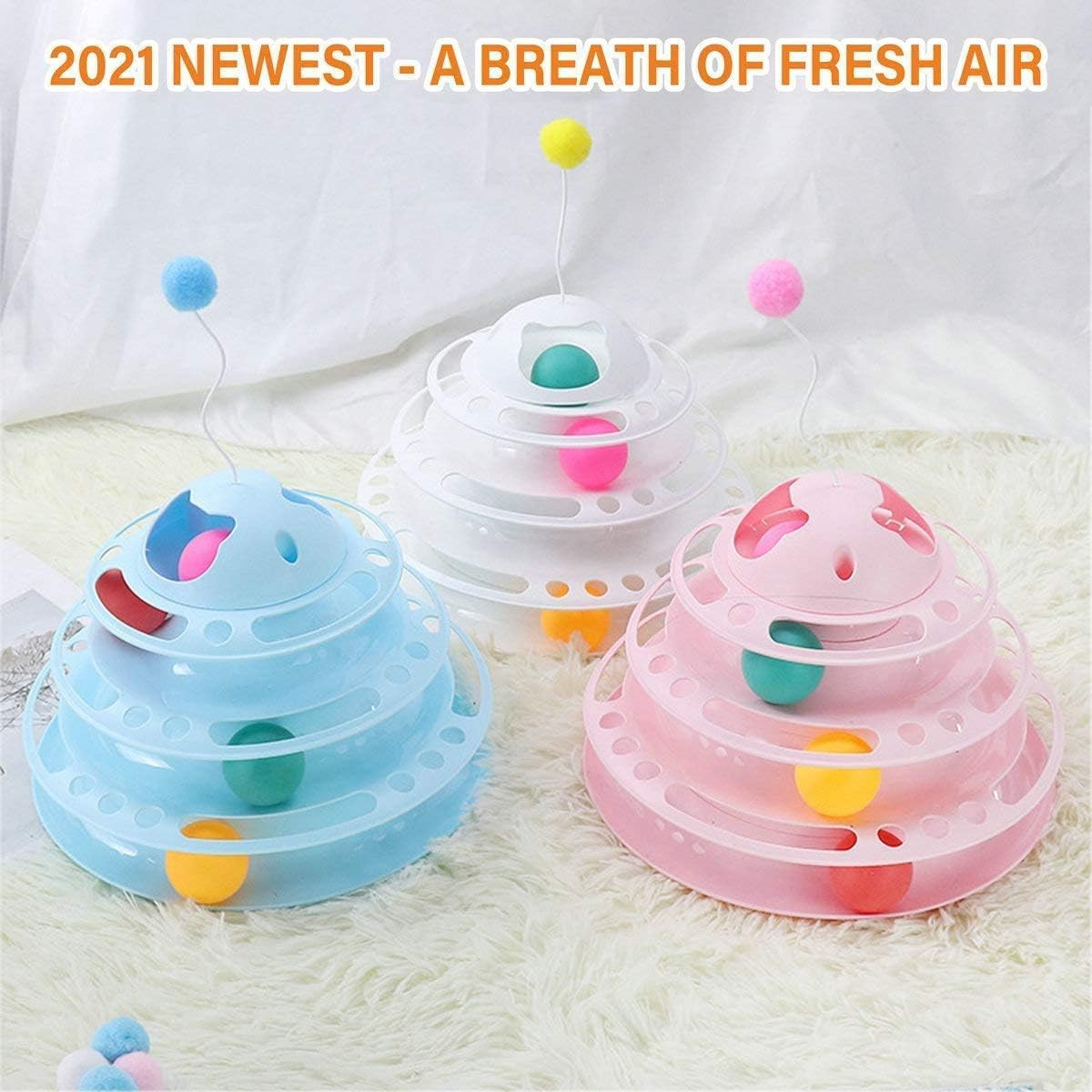 Cat Tower Track Ball Toy with Teaser