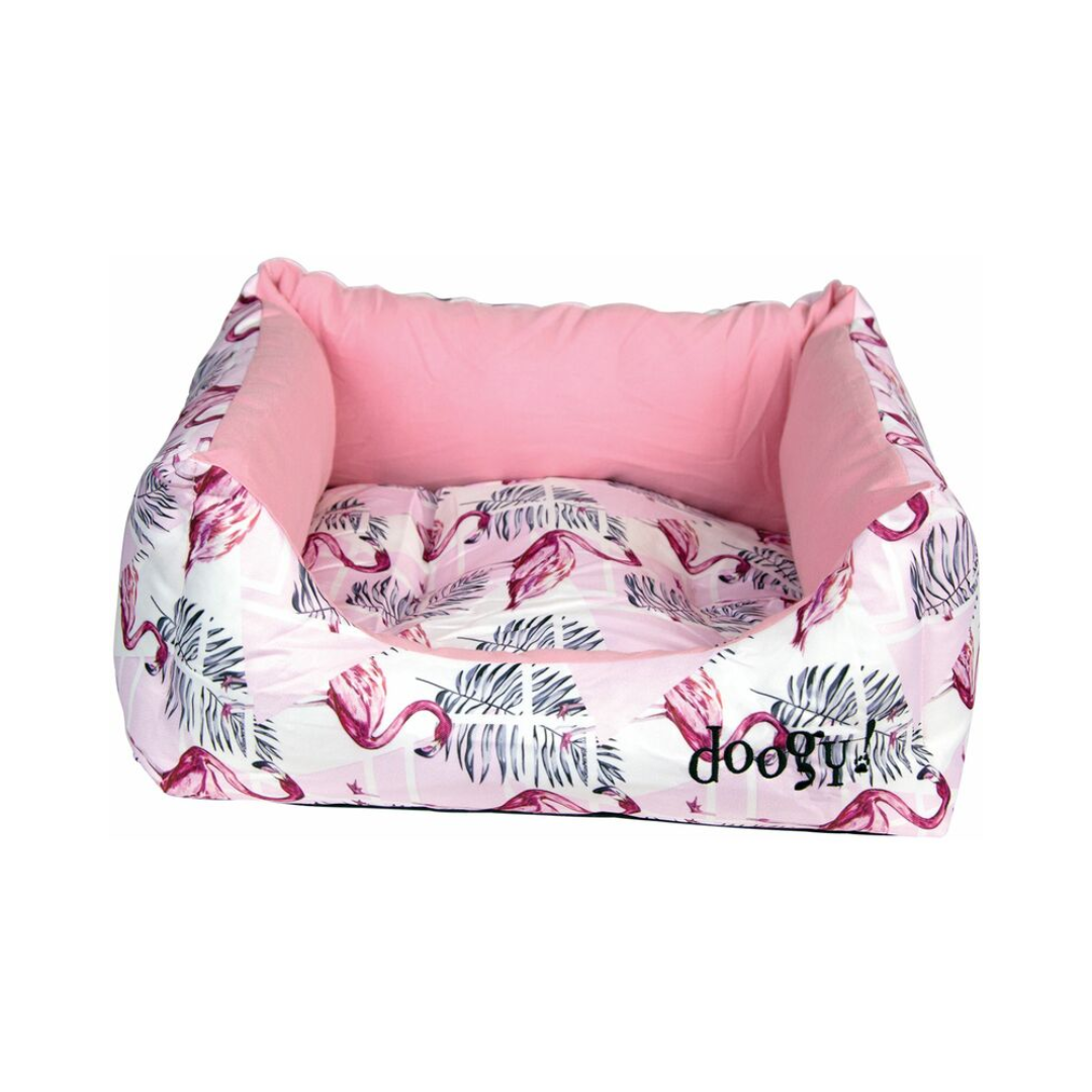 Doogy Pink Flamingo Sofa Dog Bed – 45 × 40 × 18 cm (Size S)