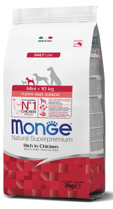 Monge Natural Superpremium Mini Puppy & Junior – Rich in Chicken – 3 kg