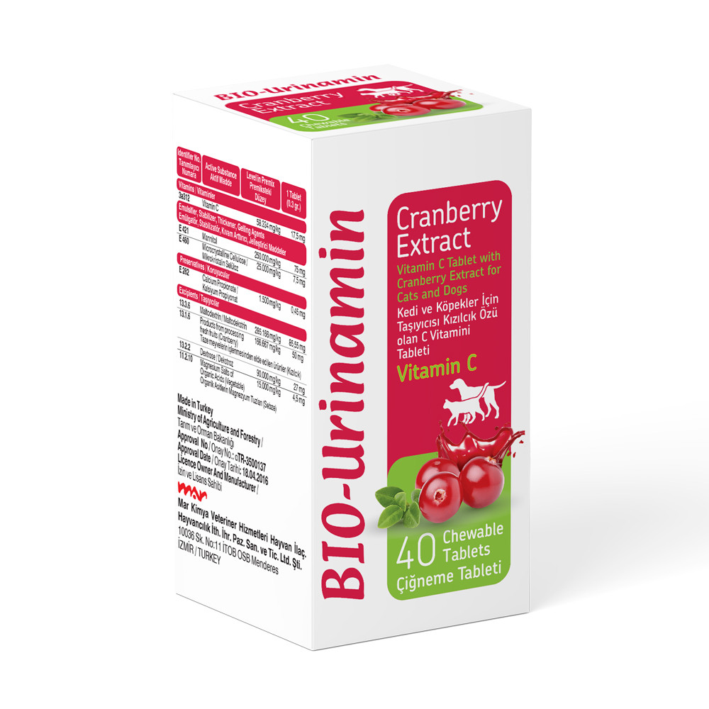 Bio PetActive Bio-Urinamin – Cranberry Extract Supplement for Cats & Dogs