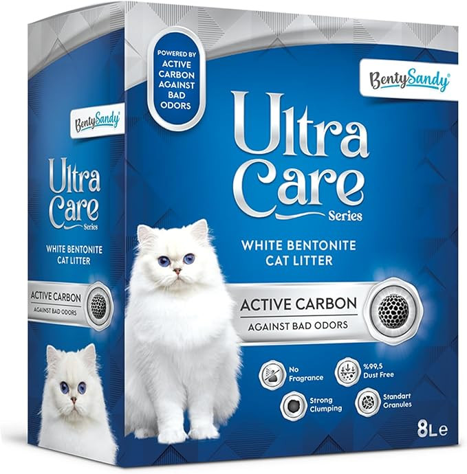 BentySandy Ultra Care Series – White Bentonite Cat Litter with Activated Carbon (8L)