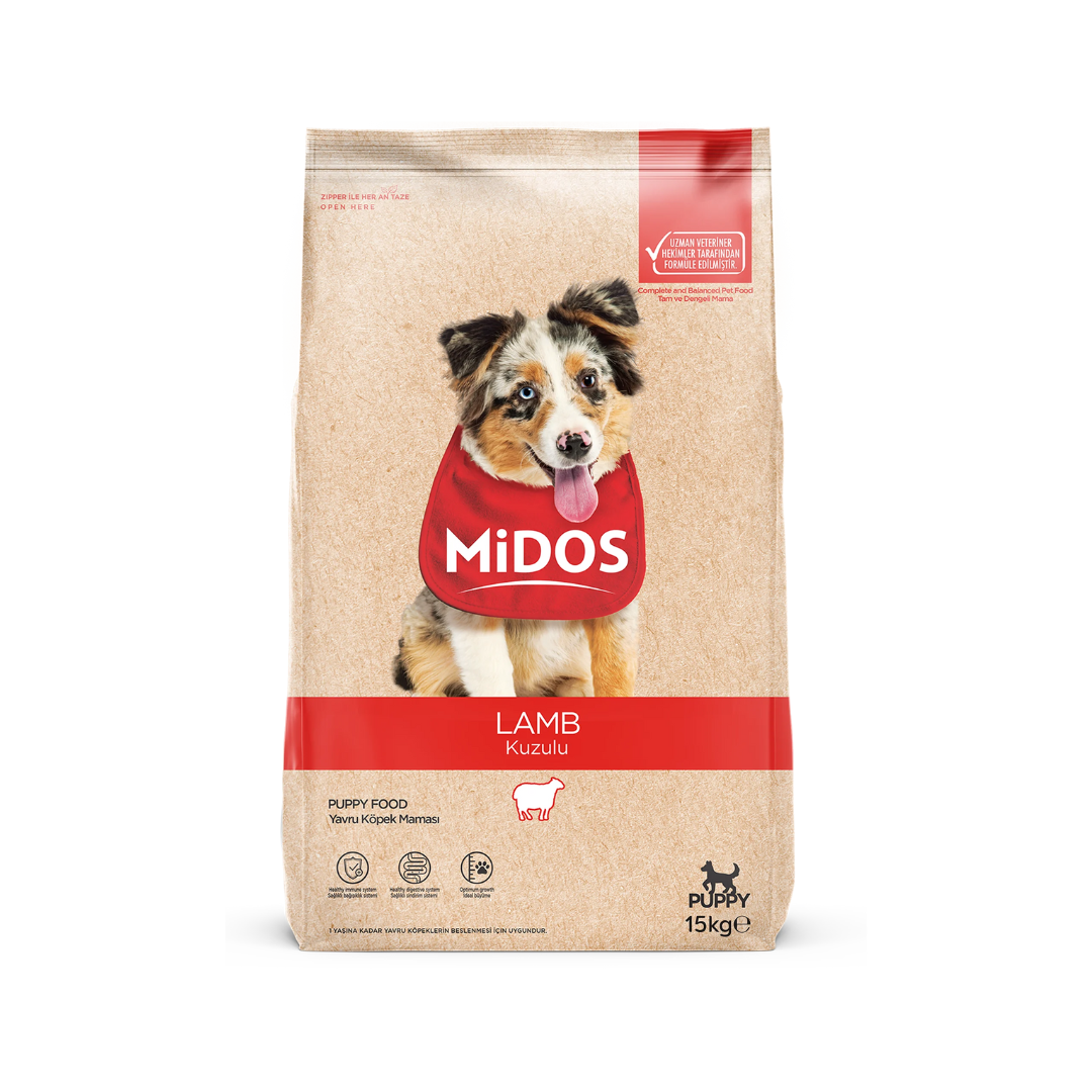 Midos Lamb Flavored Puppy Food – Complete Nutrition for Puppies (15 kg)