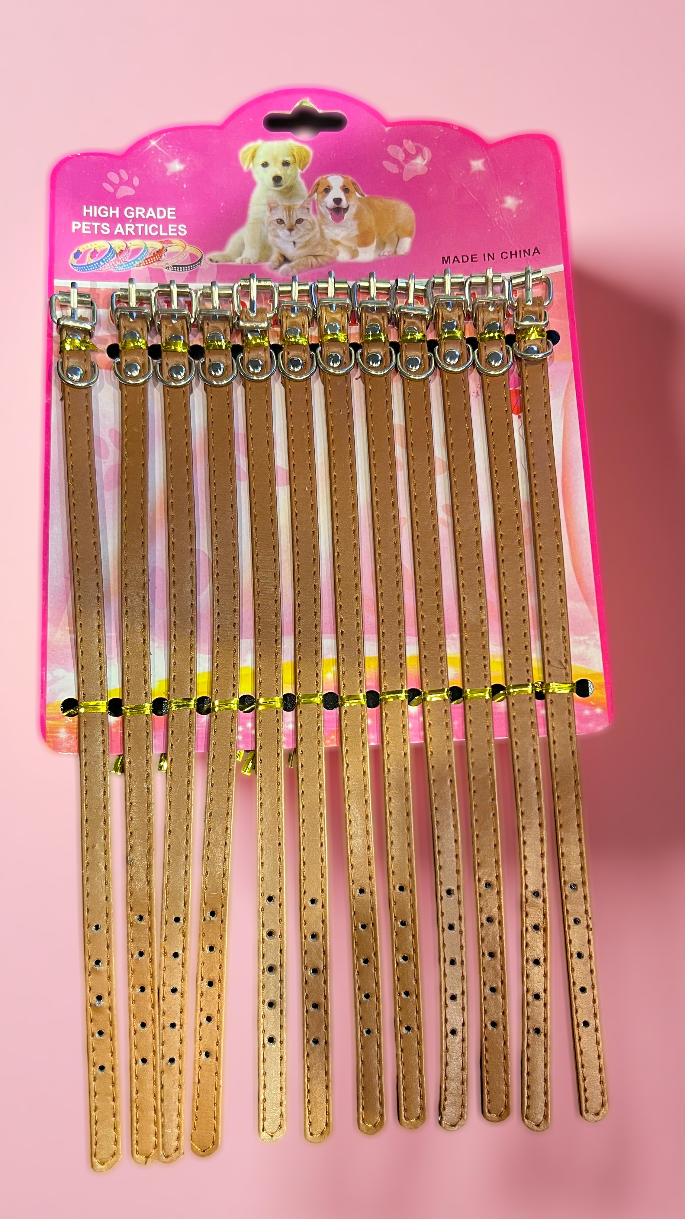 Adjustable Faux Leather Collar with Metal Buckle – Gold (For Cats & Small Dogs)