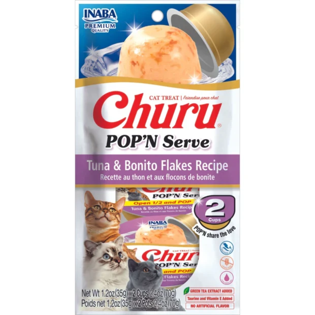INABA Churu Pop'N Serve Tuna And Bonito Flakes Recipe Cat Treats