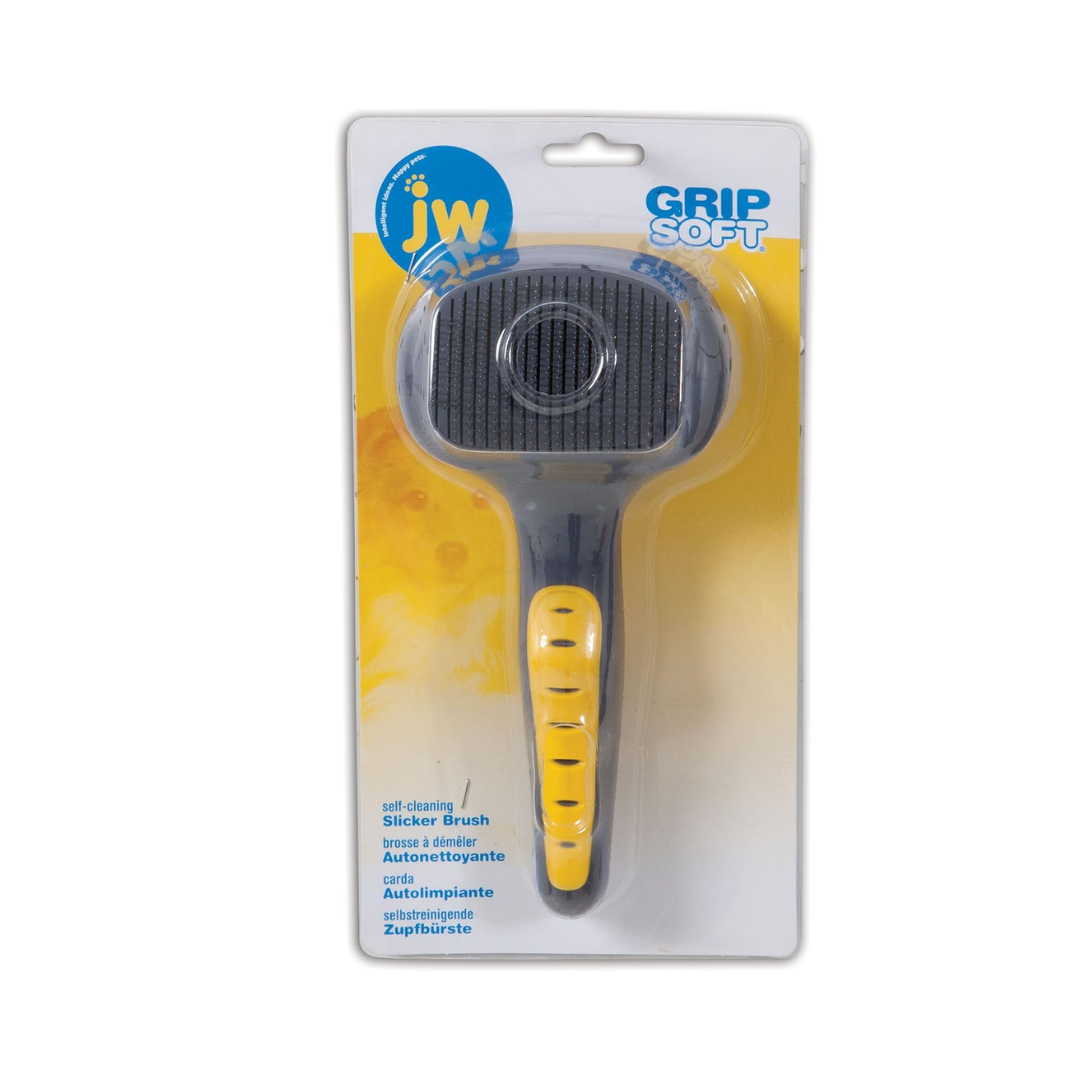 JW GripSoft Self-Cleaning Slicker Brush for Dogs & Cats