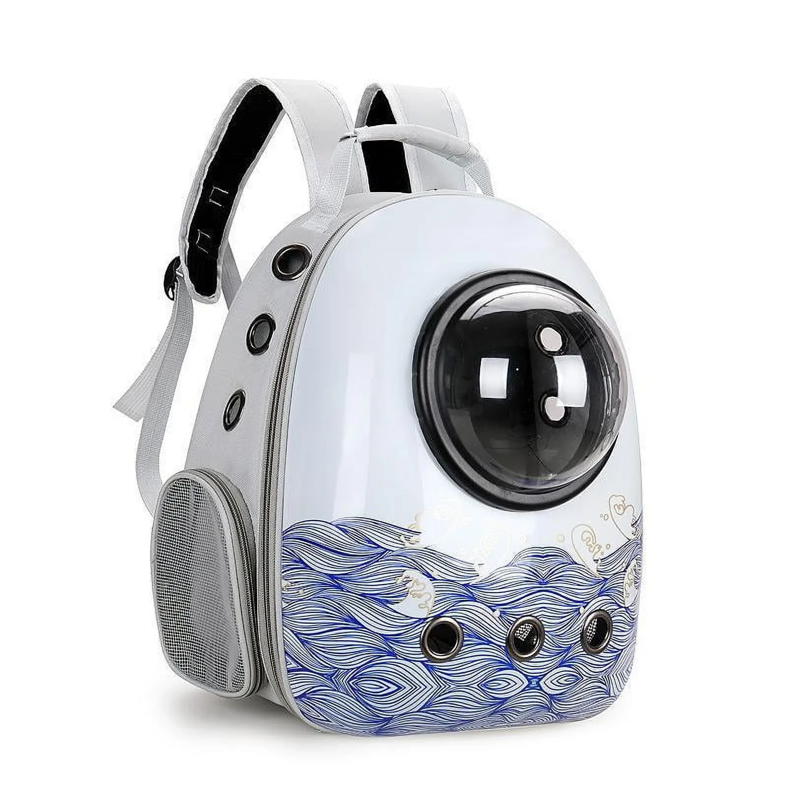 Pet Backpack Carrier with Bubble Window – Wave Design