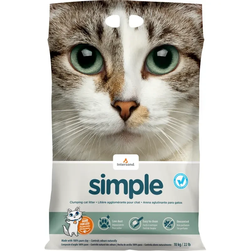 Intersand Simple Clumping Cat Litter – Unscented – 10 kg