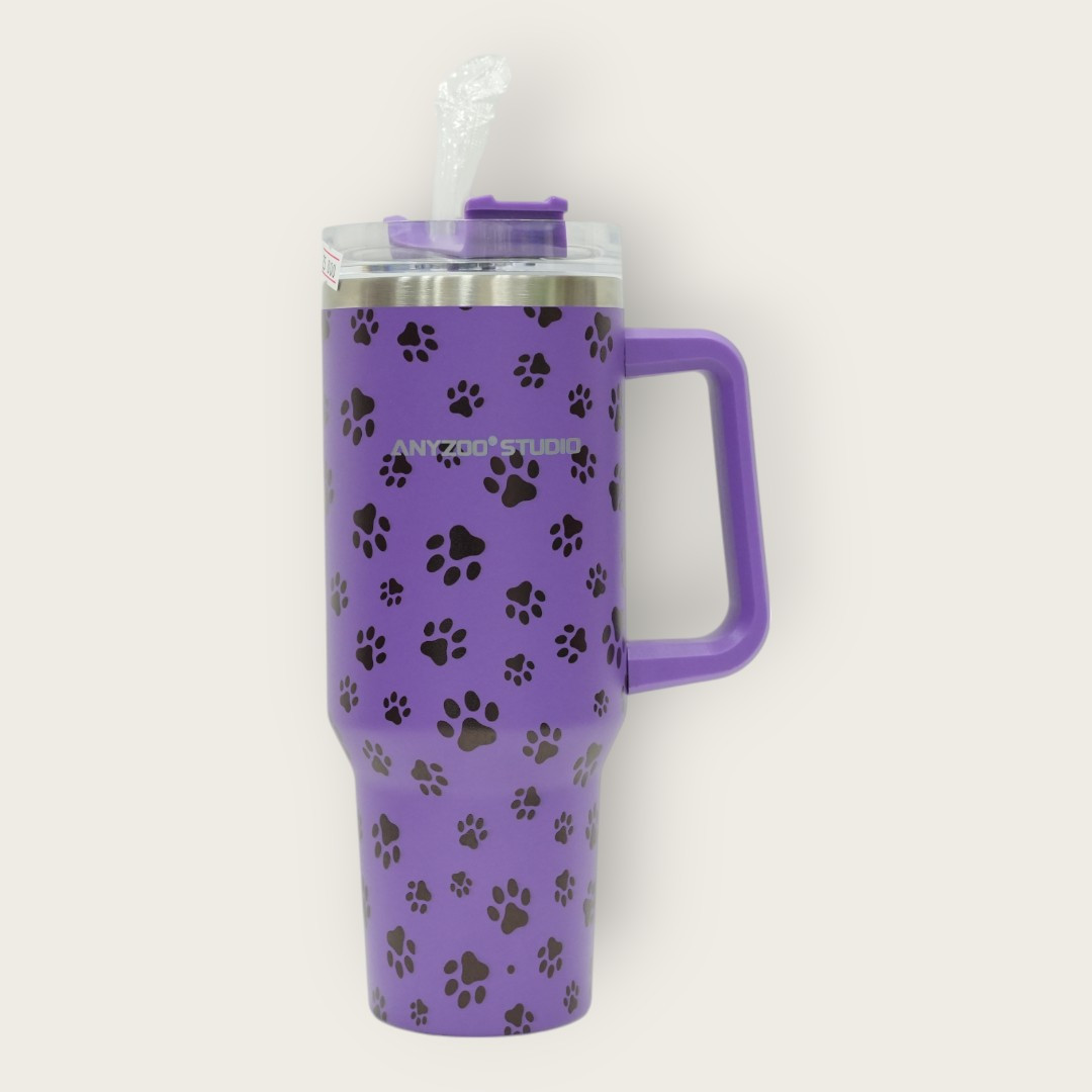 Purple Paw Print Tumbler