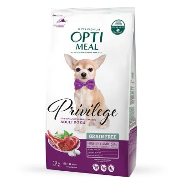 Optimeal Privilege Grain-Free Dry Dog Food For Small Breeds - Lamb