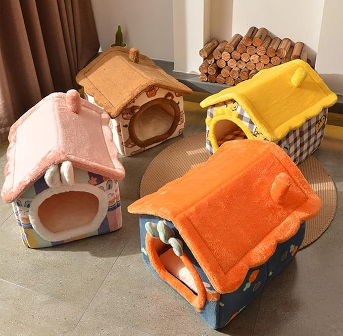 Foldable Pet House with Charming Strawberry Prints