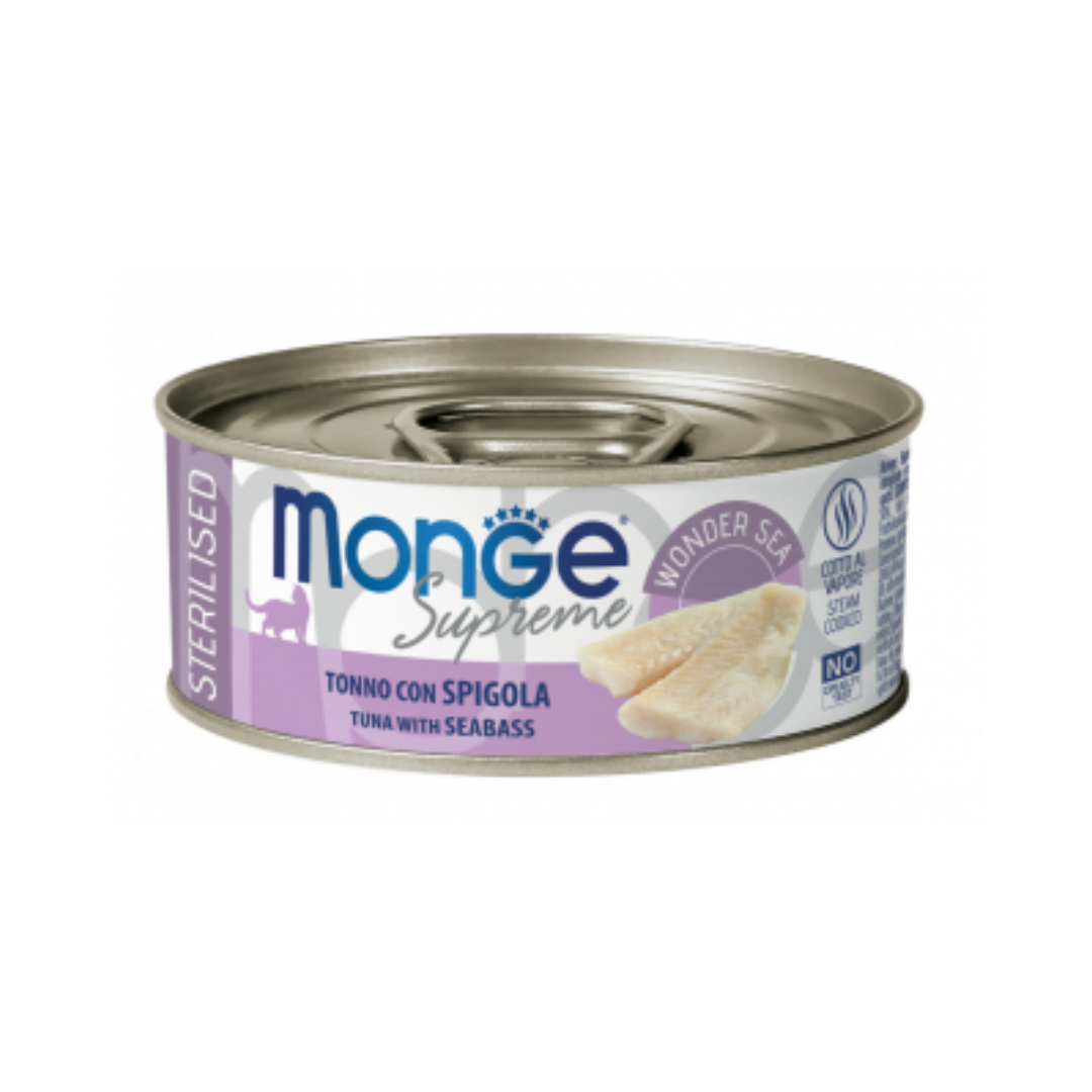 Monge Supreme Sterilised Cat Tuna Flakes with Seabass