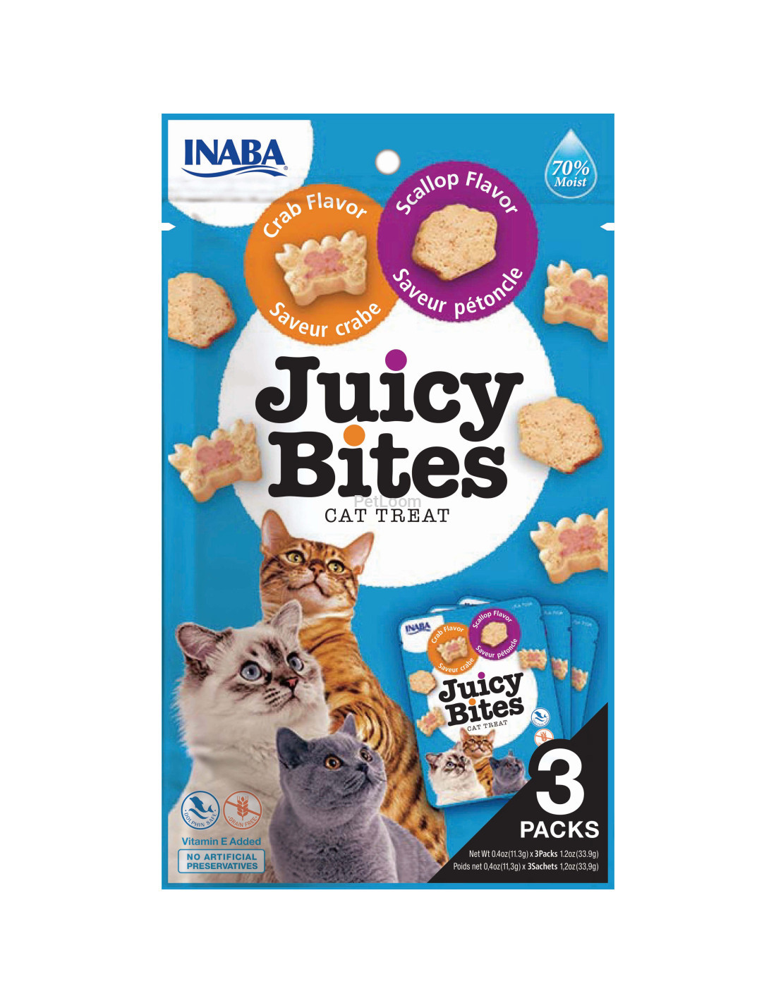 Inaba Juicy Bites Cat Treat – Scallop & Crab Flavor