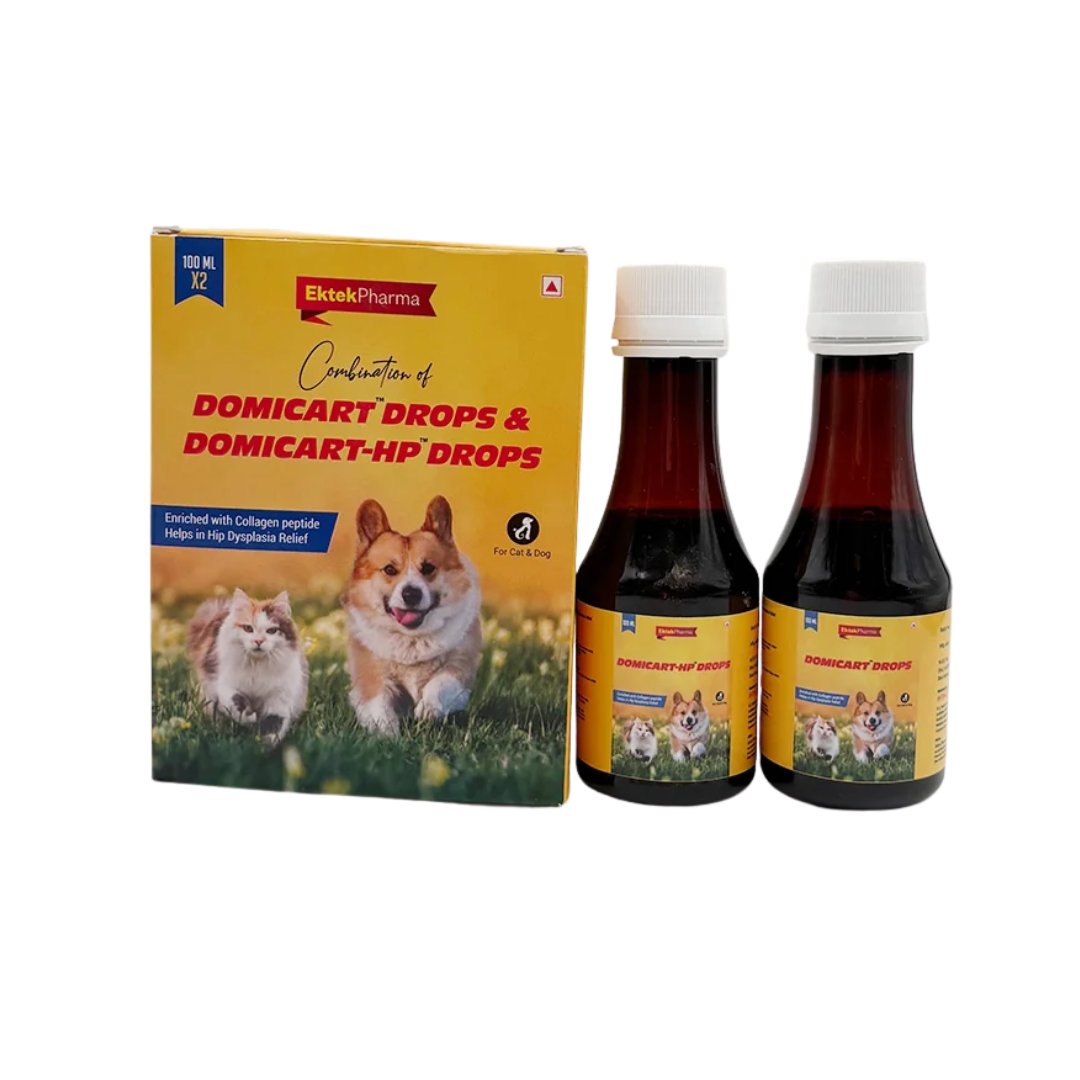 Ektek Pharma Domicart Drops & Domicart-HP Drops for Dogs & Cats – 100 ml × 2