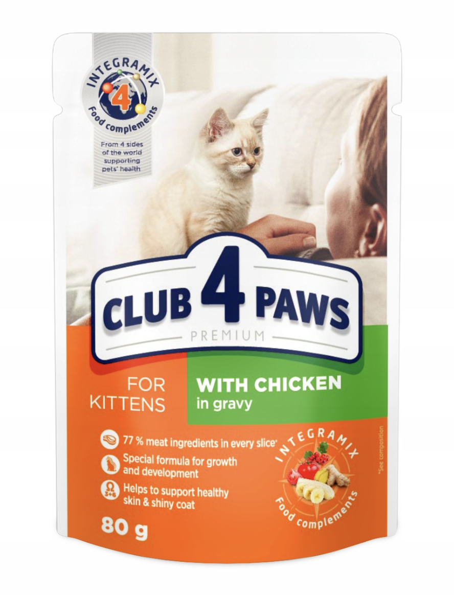 Club 4 Paws Premium Chicken in Gravy for Kittens with IntegramiX 80gm