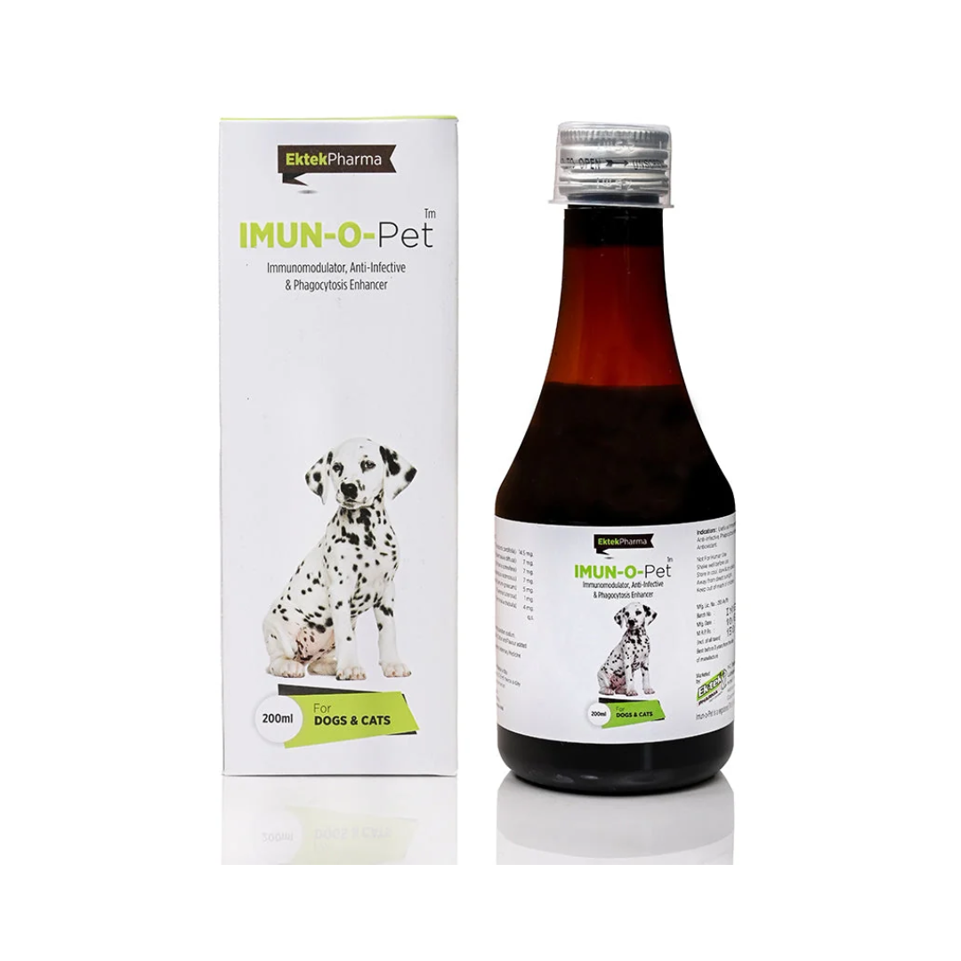 Ektek Pharma Imun-O-Pet Immunomodulator, Anti-Infective & Phagocytosis Enhancer for Dogs & Cats – 200 ml