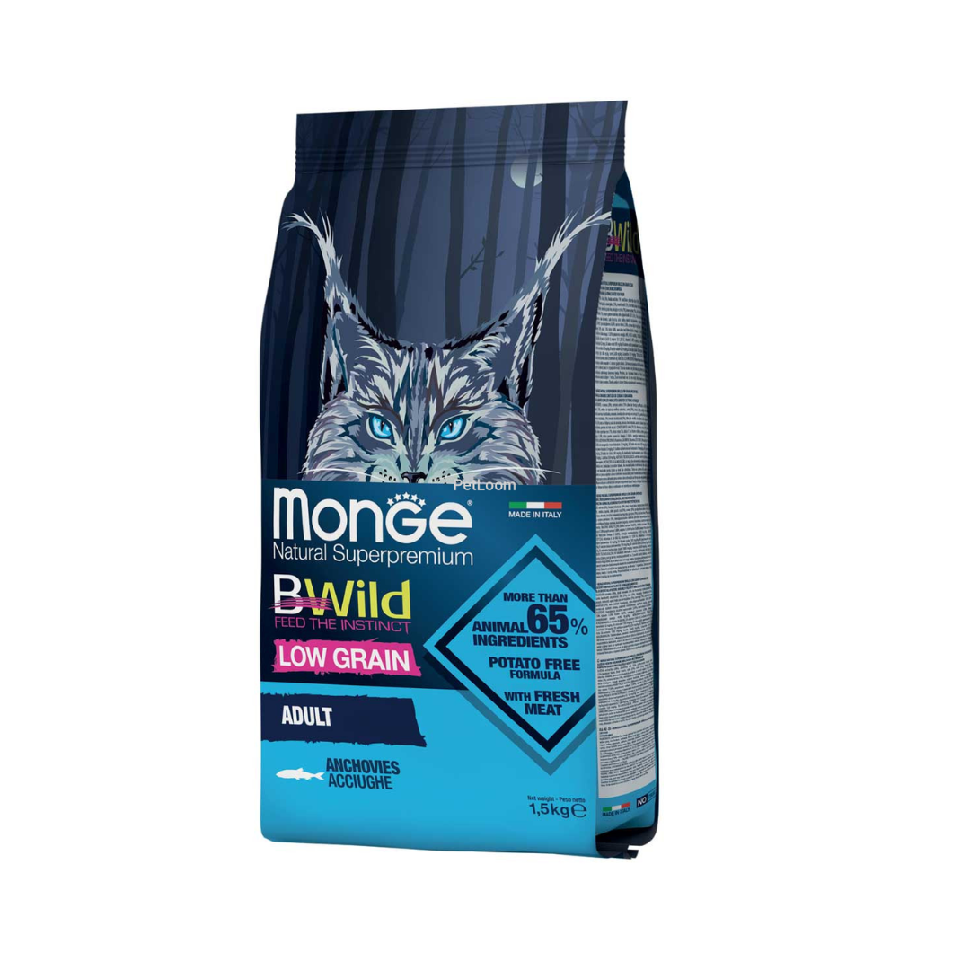 Monge BWild Low Grain Adult Cat Food – Anchovies