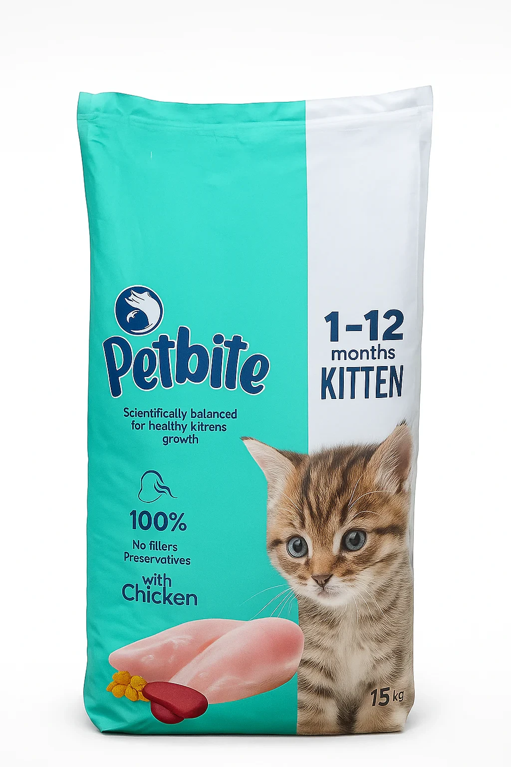 PETBITE Premium Kitten Dry Food with Chicken – High-Protein Growth Formula (15kg)