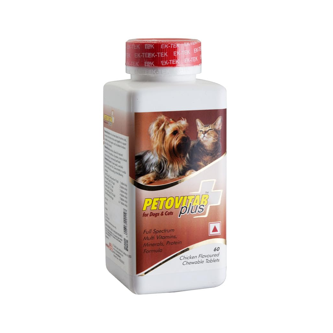 Ektek Pharma Pet-O-Vitab Plus Multivitamin Chewable Tablets for Dogs & Cats – 30 Tablets