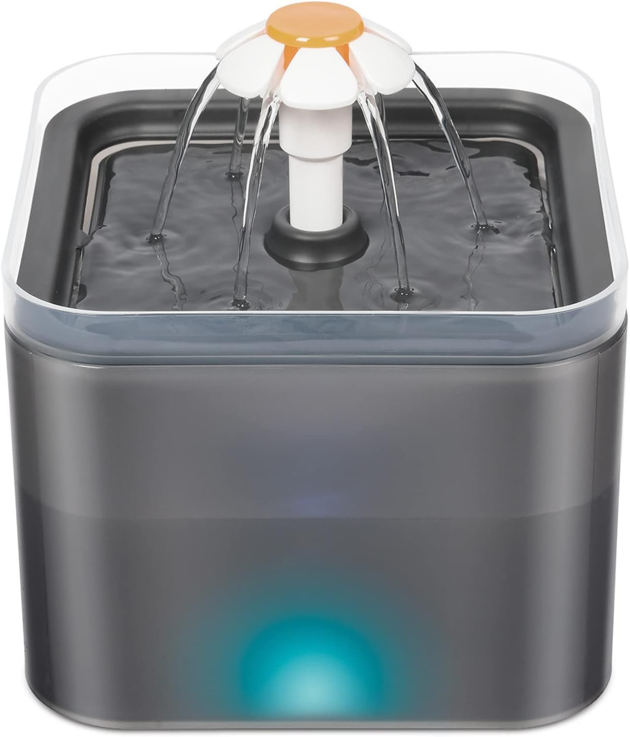 2L Pet Water Fountain with LED Light & Triple Flow Designs – 16x16x12.7cm