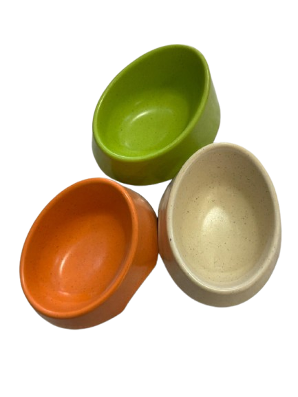 Tilted Pet Feeding Bowl – Assorted Earthy Colors