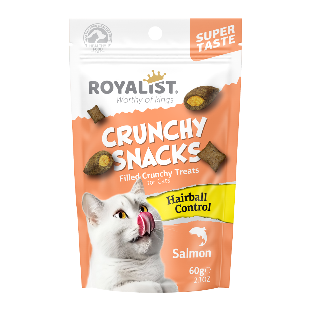 Royalist Crunchy Cat Snacks with Salmon – Hairball Control Crunchy Treat for Cats