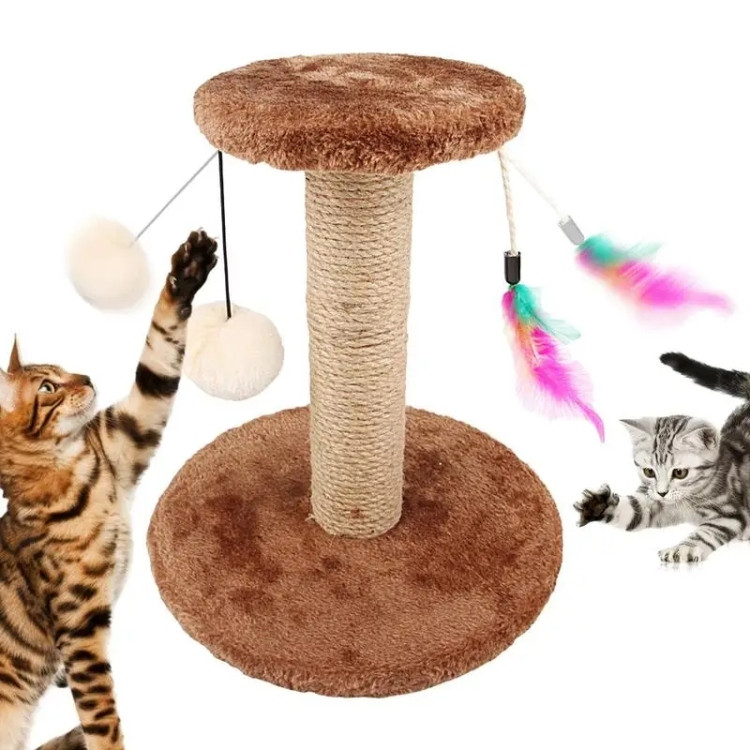 Cat Scratching Post with Feathers & Elastic Balls