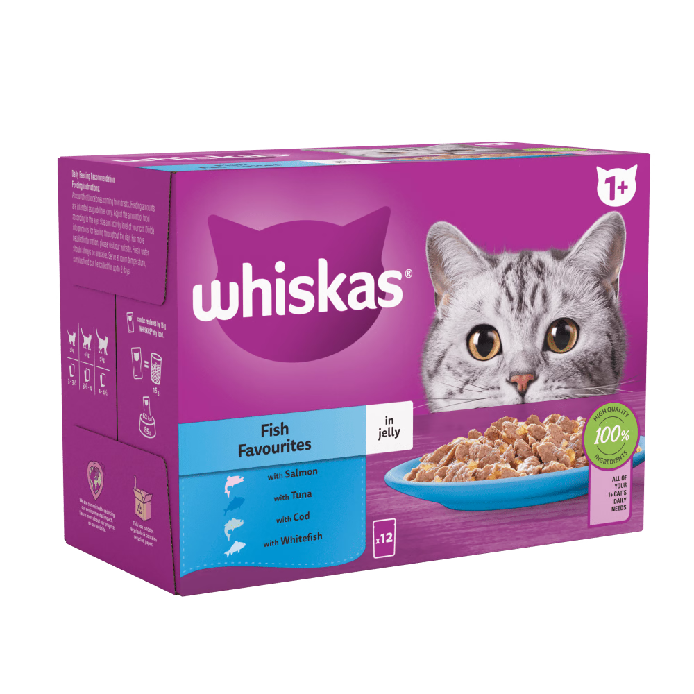 Whiskas Fish Favourites In Jelly 1+ Adult Wet Cat Food Pouch