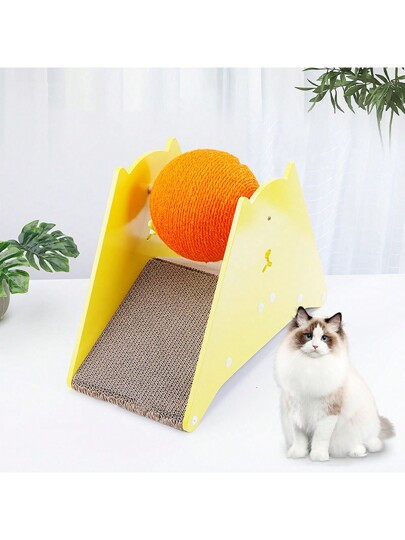 Cat Scratching Ramp with Sisal Ball – Durable Play & Scratch Toy